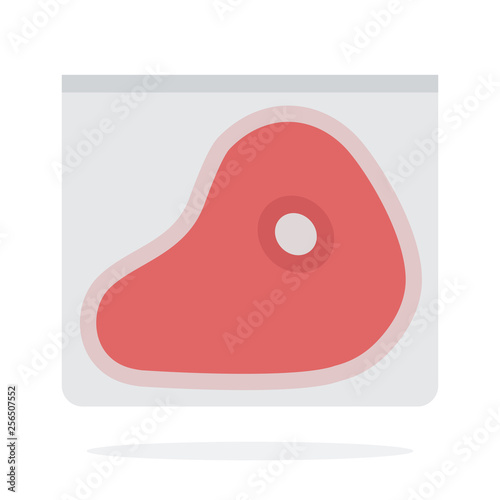 Pork steak in vacuum packing flat isolated