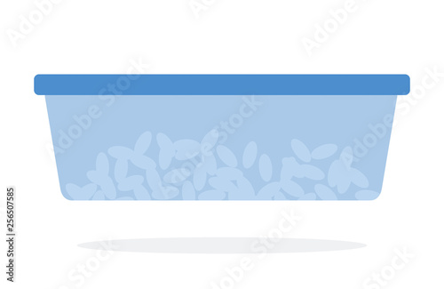 White beans at the plastic container flat isolated