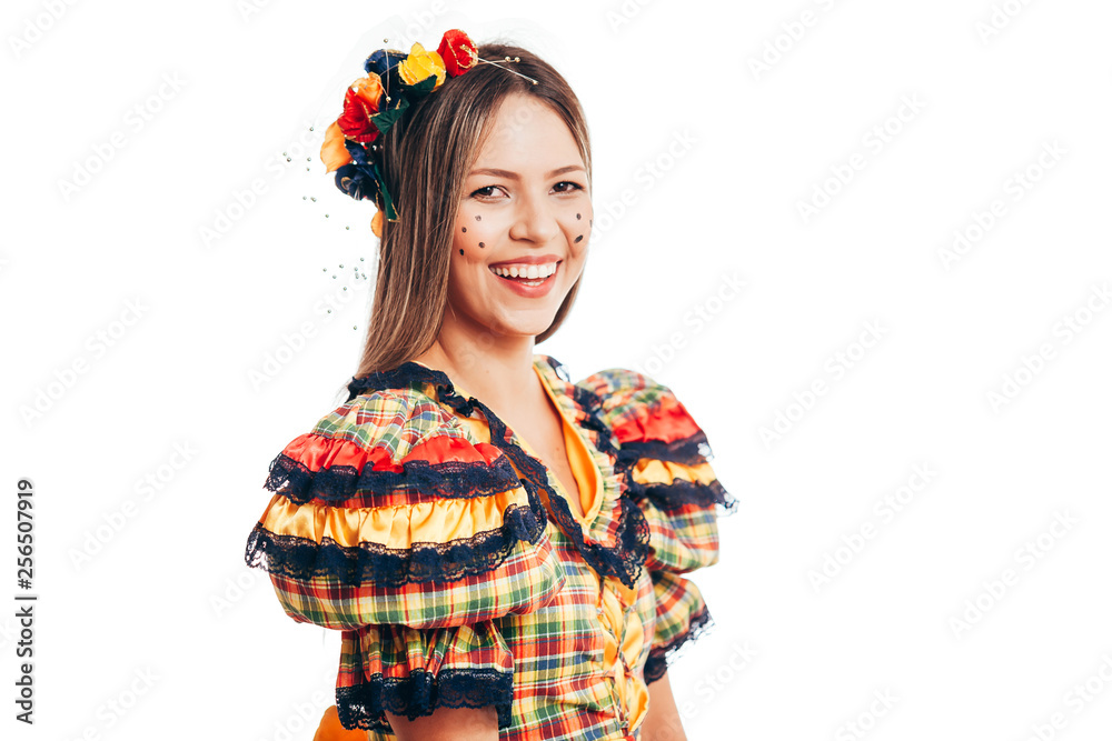 Brazilian woman wearing typical clothes for the Festa Junina Brazilian woman wearing typical clothes for the Festa Junina