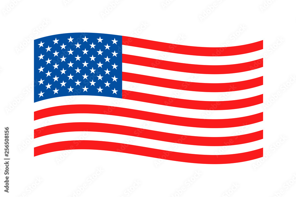 American Waving flag on white background. Coloured USA flag. Vector illustration of american flag American Waving flag on white background. Coloured USA flag. Vector illustration of american flag