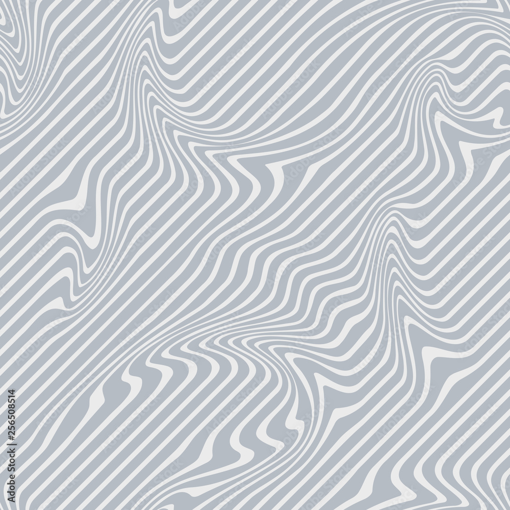 Abstract Illustration of Wave Stripes. Gray and White Striped Background with Geometric Pattern and Visual Distortion Effect. Optical illusion and Curved lines