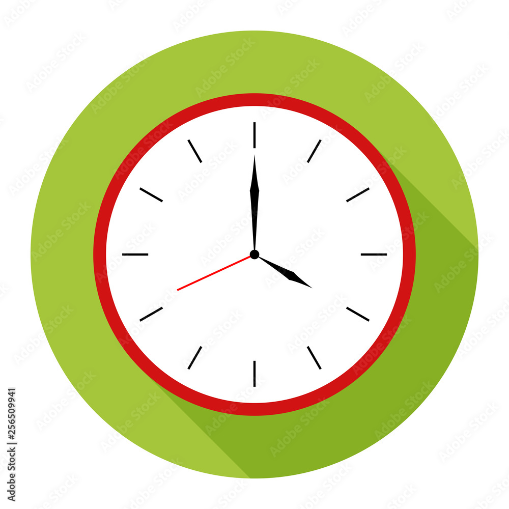 Wall clock icon on green background for any occasion Wall clock icon on green background for any occasion