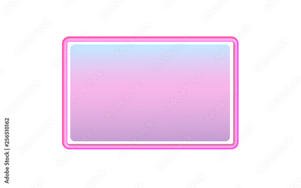Neon plastic gradient frame . Rectangular frame. Vector Neon plastic gradient frame . Rectangular frame. Vector