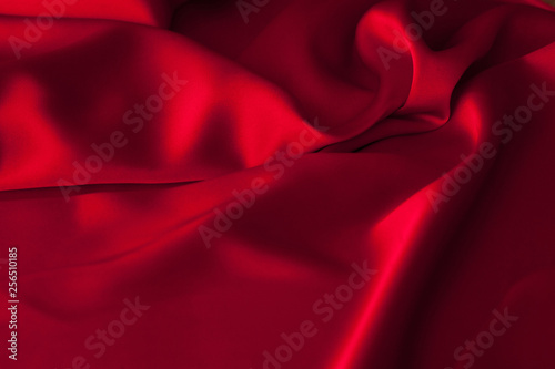 Luxury red satin fabric cloth abstract background