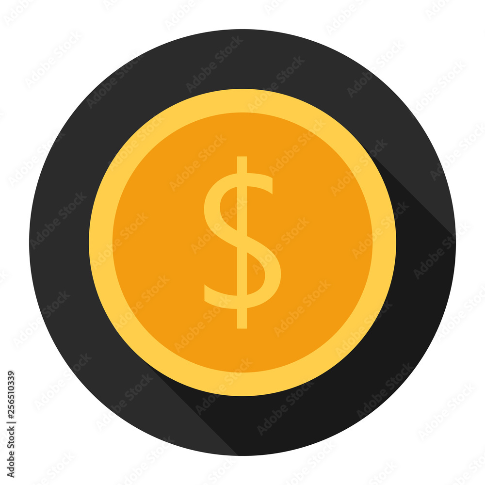 Coin flat icon on black background for any occasion Coin flat icon on black background for any occasion