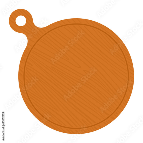 Round wooden pizza board vector flat isolated