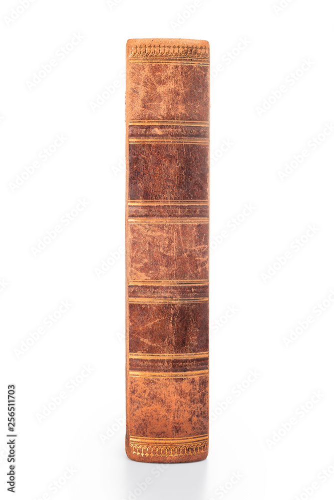 Old book spine isolated with clipping path