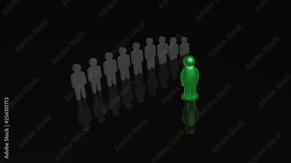 Green and grey mans on black background - teamwork allegory. Green and grey mans on black background - teamwork allegory.