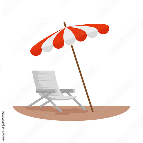 beach chair with umbrella scene