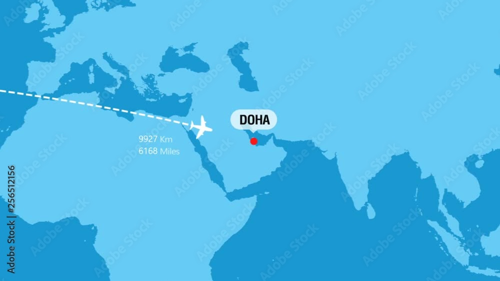 New York to Doha Flight Travel Route