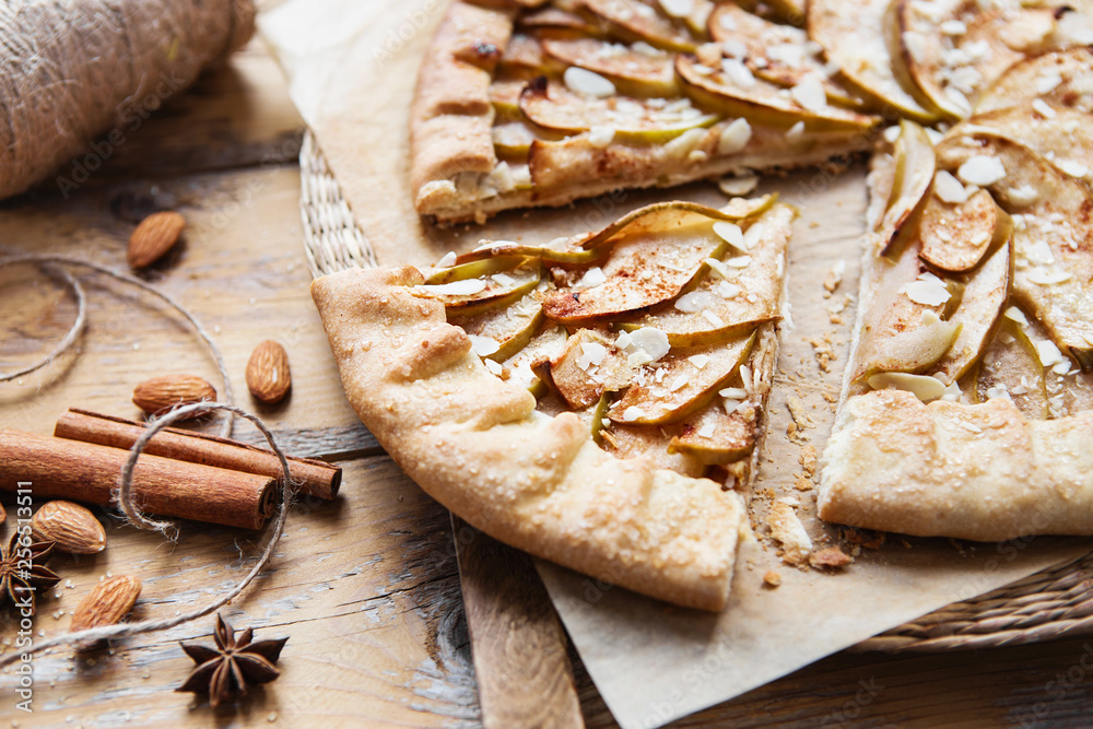 Fototapeta premium apple biscuit with cinnamon and almonds