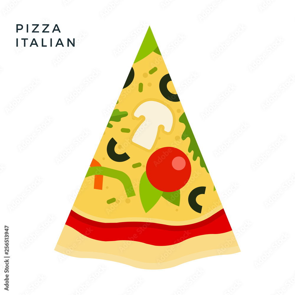 Fototapeta Italian Pizza flat icon vector isolated