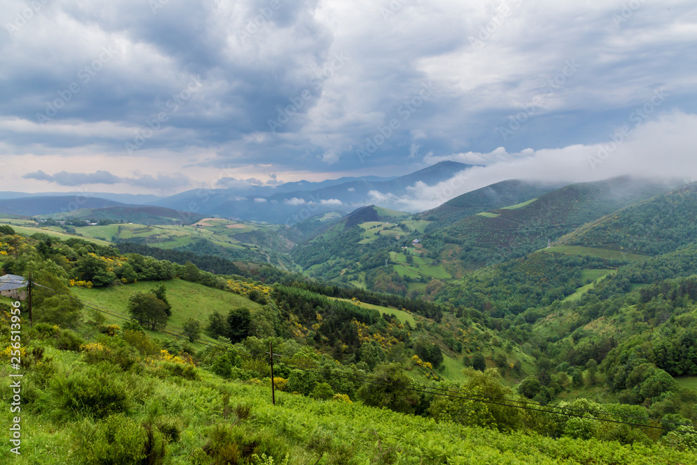 Piedrafita del Cebrero, Spain. Mountains in cloudy weather Piedrafita del Cebrero, Spain. Mountains in cloudy weather