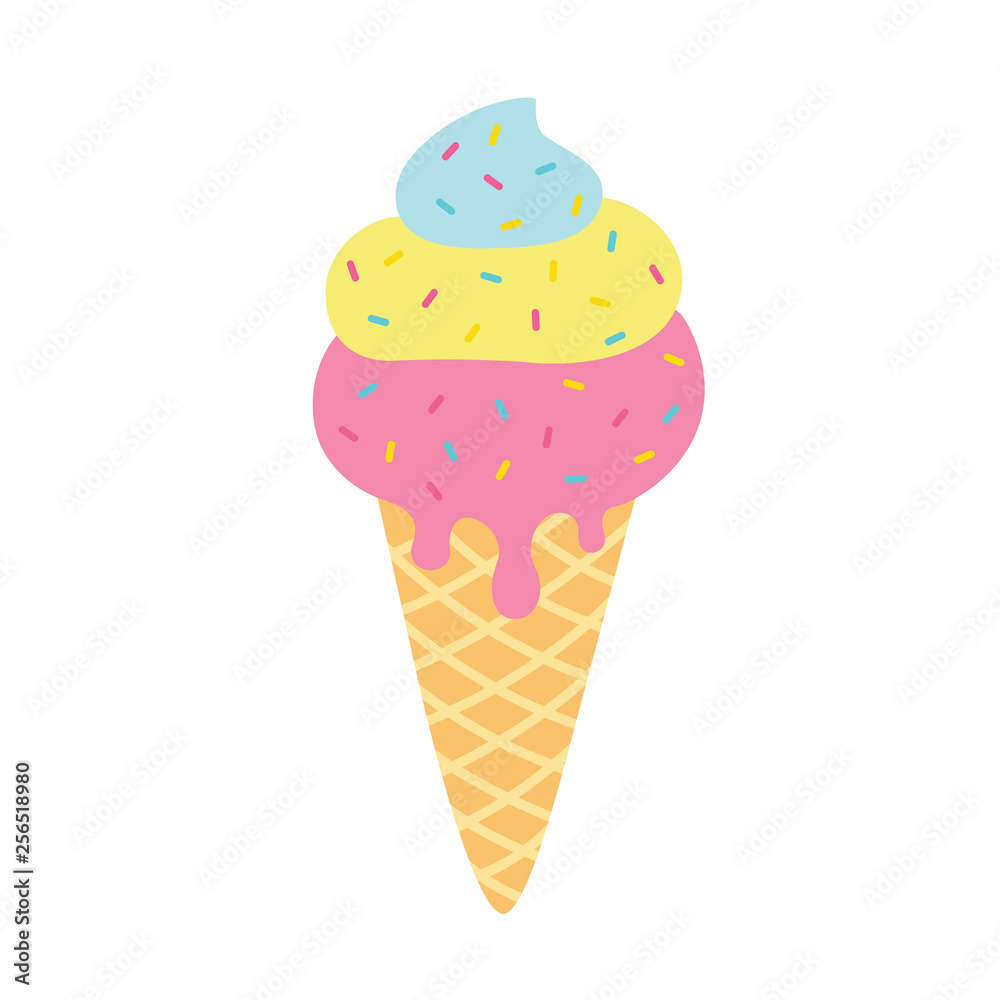 Cartoon cute ice cream with colorful glaze Cartoon cute ice cream with colorful glaze