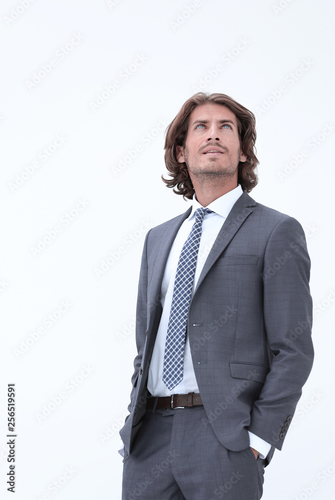 elegant people looking up on white background elegant people looking up on white background