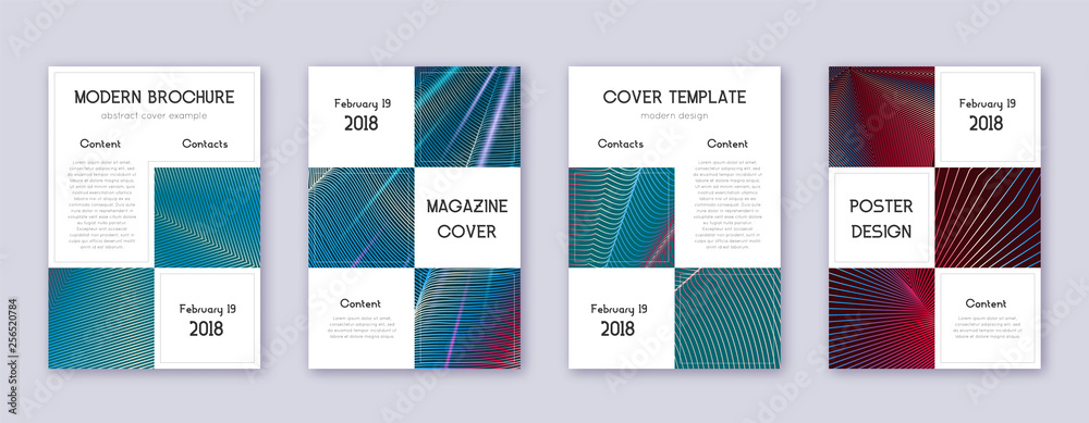 Business brochure design template set. Red abstrac Business brochure design template set. Red abstrac