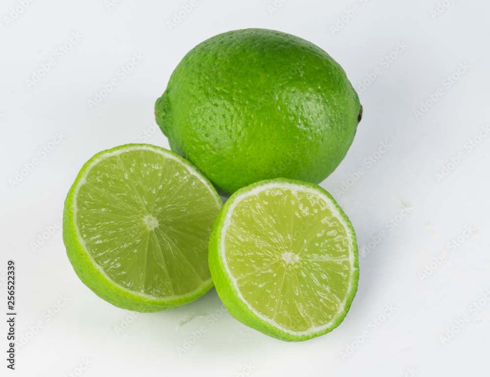 a slice of lime, isolated on white background