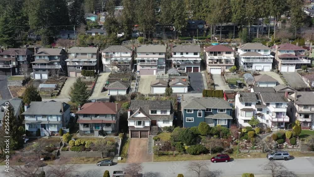 A perfect neighbourhood. Houses in suburb at Summer in the north America. Luxury houses with nice landscape. Aerial drone view. 4K. A perfect neighbourhood. Houses in suburb at Summer in the north America. Luxury houses with nice landscape. Aerial drone view. 4K.