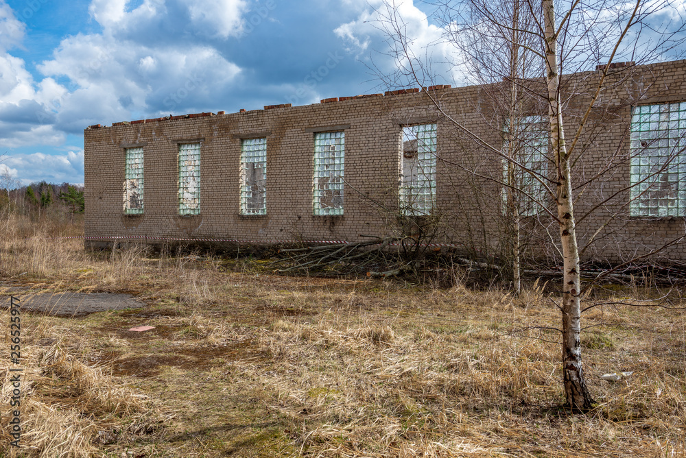 abandoned military buildings in city of Skrunda in Latvia