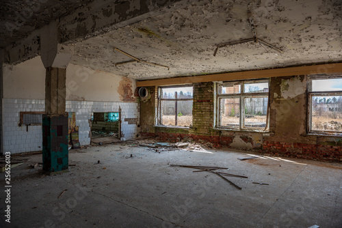 abandoned military buildings in city of Skrunda in Latvia