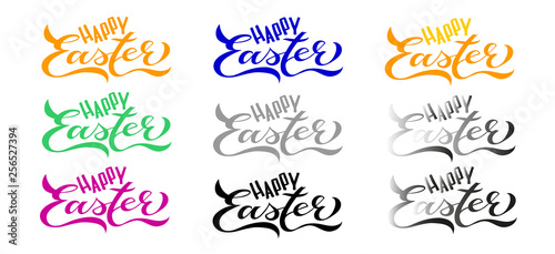 9 SET Happy Easter Handwritten Lettering Colors