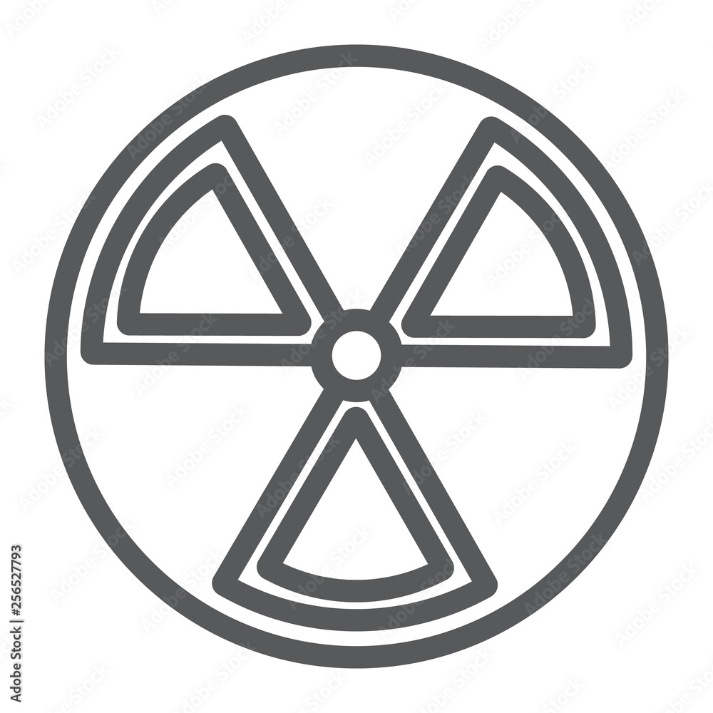 Radiation line icon, warning and symbol, hazard sign, vector graphics, a linear pattern on a white background.