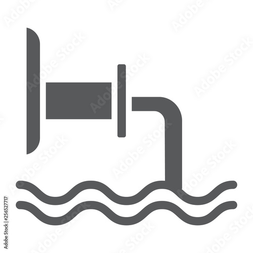 Waste pipe glyph icon, industrial and water, wastewater sign, vector graphics, a solid pattern on a white background.