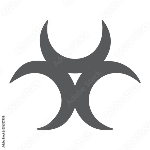Biological threat glyph icon, alert and symbol, biohazard sign, vector graphics, a solid pattern on a white background.