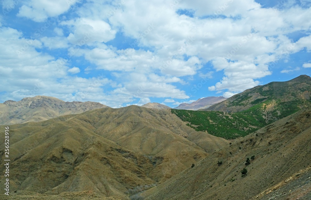 High Atlas Mountains in Morocco. In some places covered with dense forests, in places completely deserted
