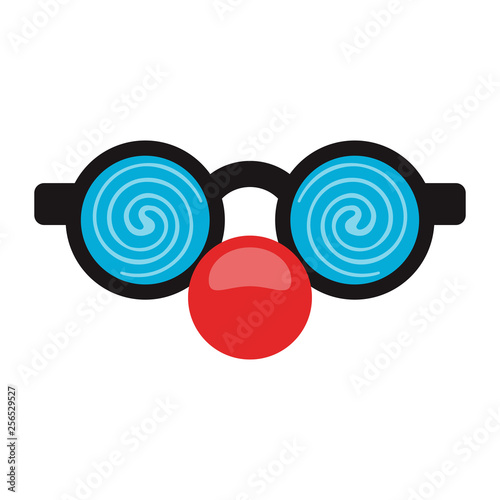 Glasses with clown nose cartoon isolated