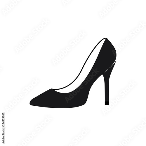 Monochrome vector illustration of a women's shoe