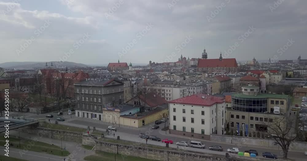 Krakow from a bird's eye view, view of the Old Town from the side of Podgorze Krakow from a bird's eye view, view of the Old Town from the side of Podgorze