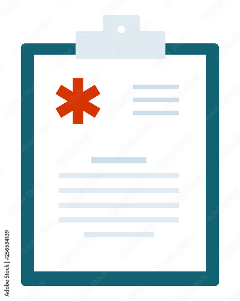 Obraz premium Hospital sheet vector icon flat isolated