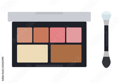Make up case with shadows and blush vector icon flat isolated illustration