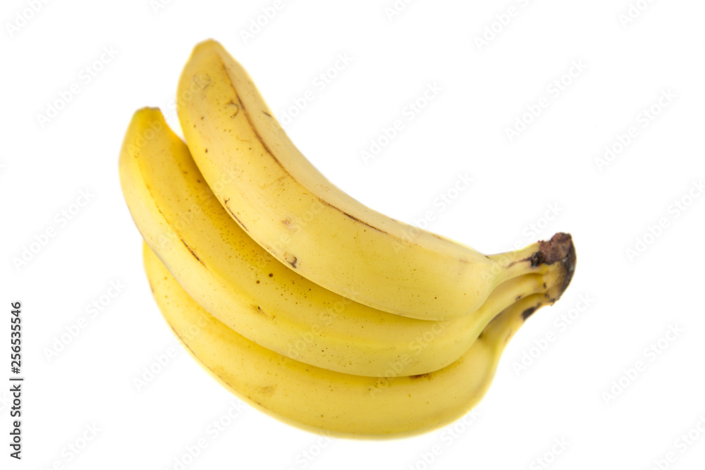 real banana on white background