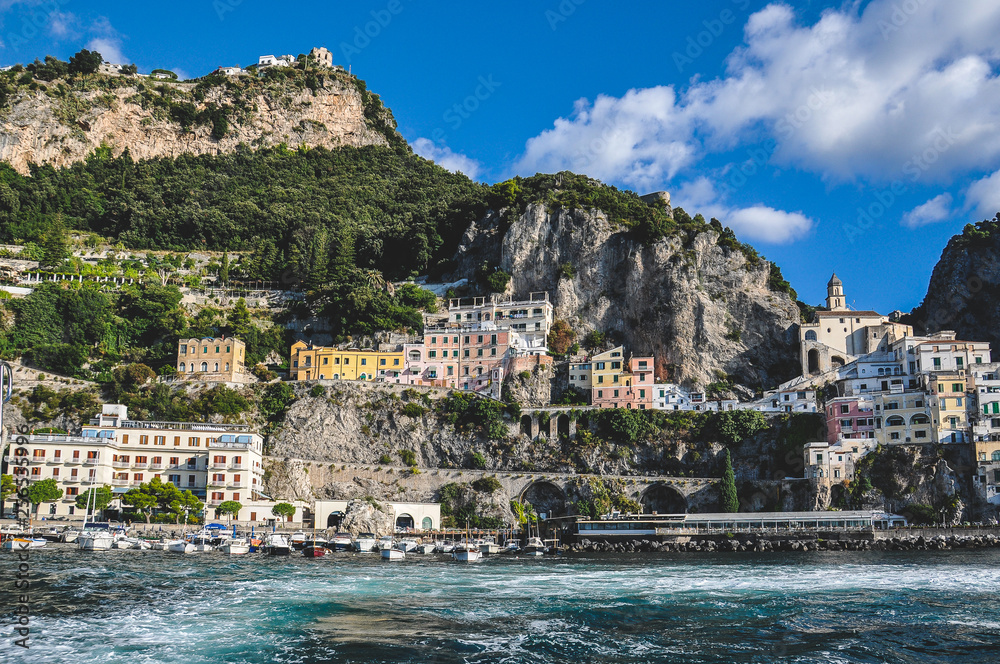 View of the town of Amalfi from the sea