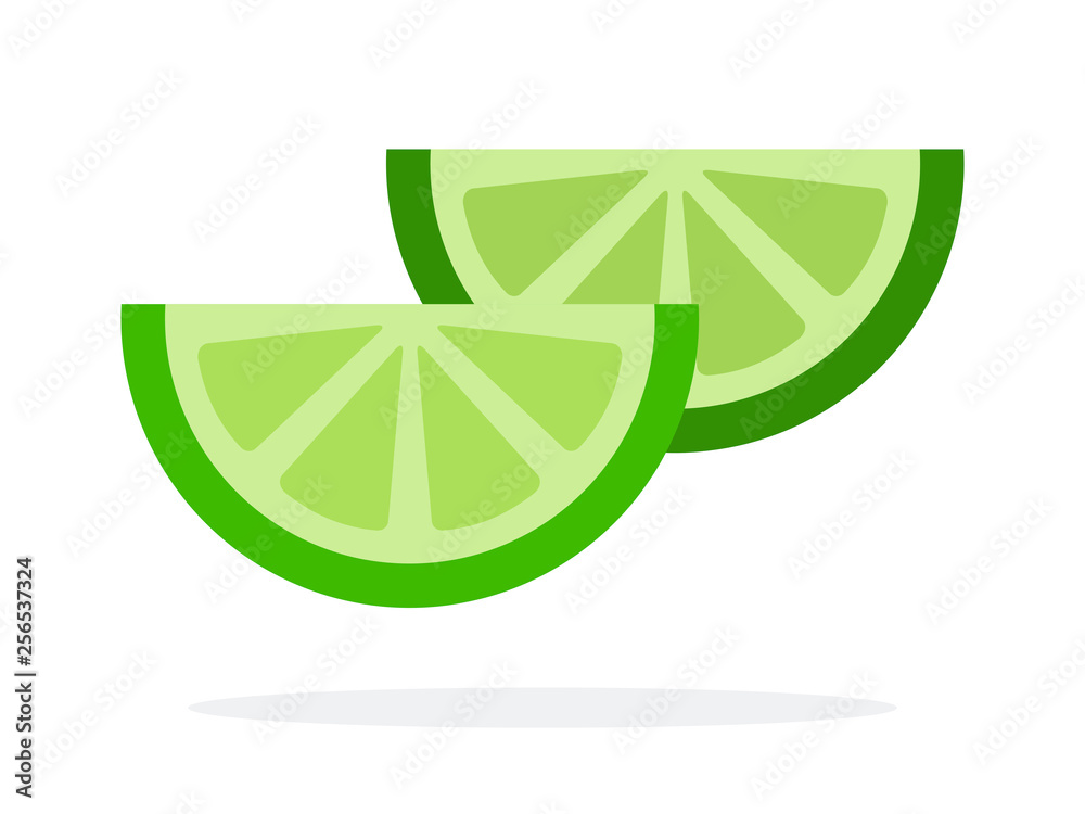 Obraz premium Two wedges of lime vector flat isolated