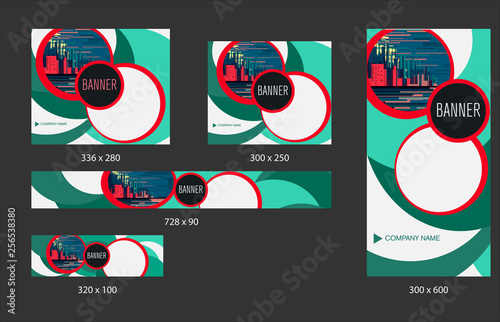 Set of web banners of standard size. Corporate identity template design. Business stationery.