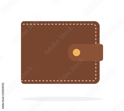 Men's leather wallet vector flat isolated