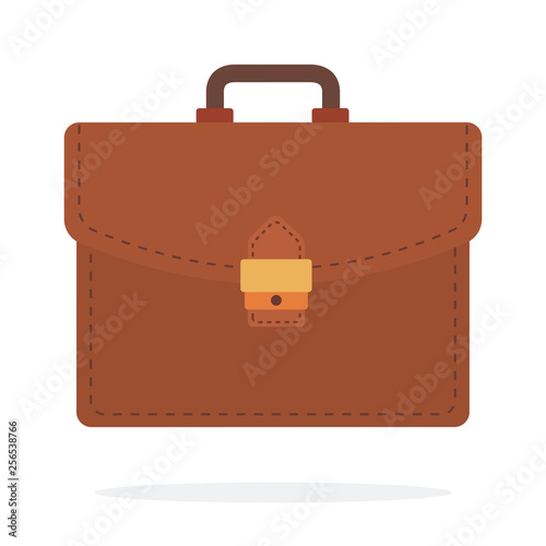 Briefcase for brown leather flat isolated