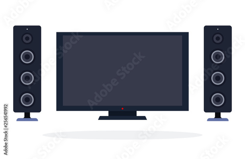 Valokuva LCD panel and speaker system flat isolated