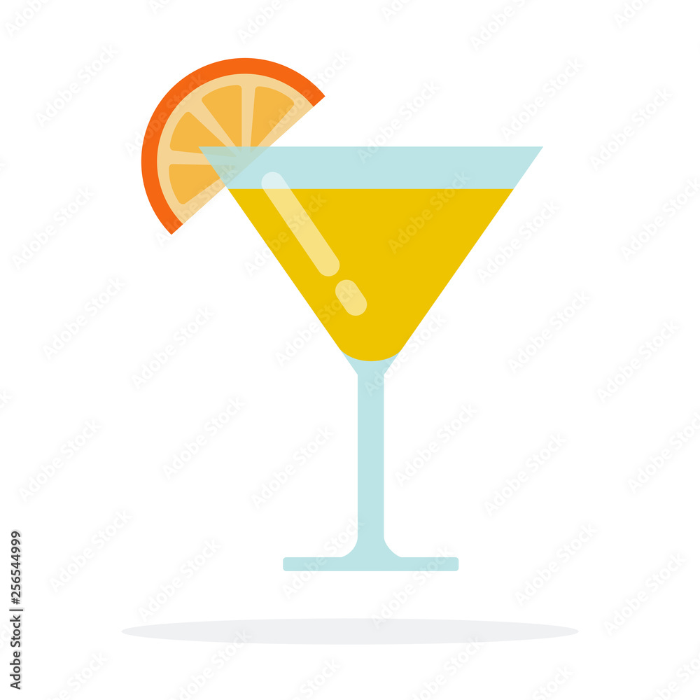 Citrus cocktail in a glass with a orange slice flat isolated Citrus cocktail in a glass with a orange slice flat isolated