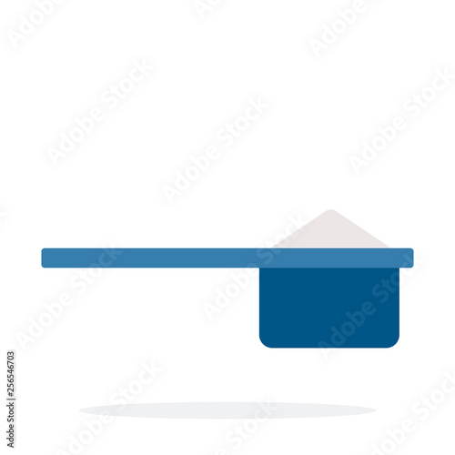 Blue plastic measuring spoon for protein flat isolated