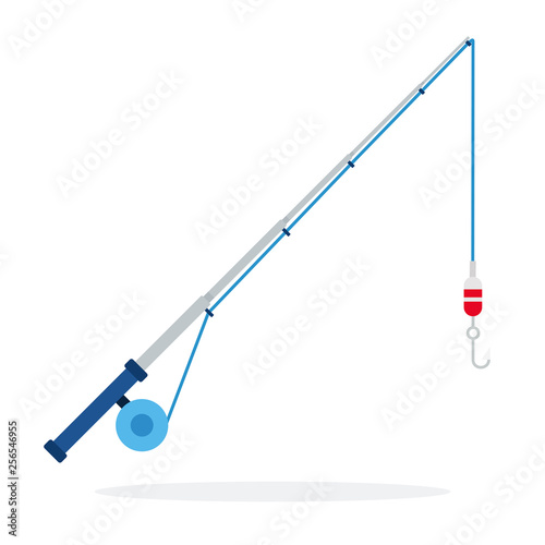 Spinning for fishing flat isolated