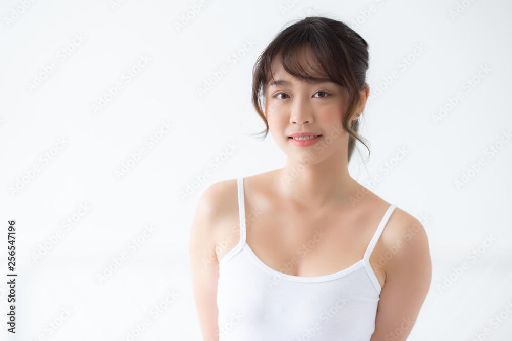 Portrait of beautiful young asian woman makeup of cosmetic, girl happy and smile attractive, face of beauty perfect with wellness in the bedroom at home with skin care and healthcare concept. Portrait of beautiful young asian woman makeup of cosmetic, girl happy and smile attractive, face of beauty perfect with wellness in the bedroom at home with skin care and healthcare concept.