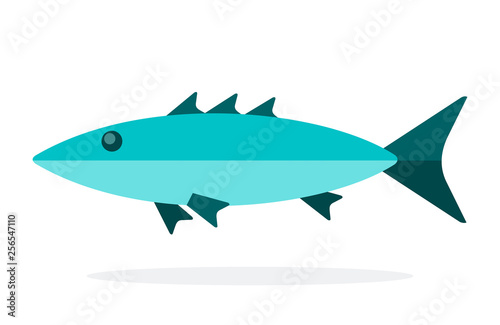 Tropical fish tuna flat isolated