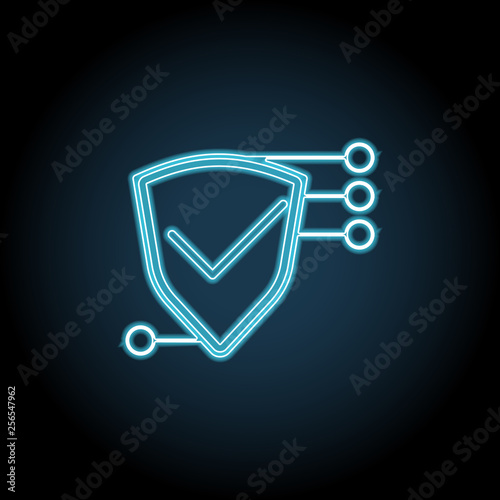 Shield neon glow icon. Simple thin line, outline vector of Technology icons for UI and UX, website or mobile application