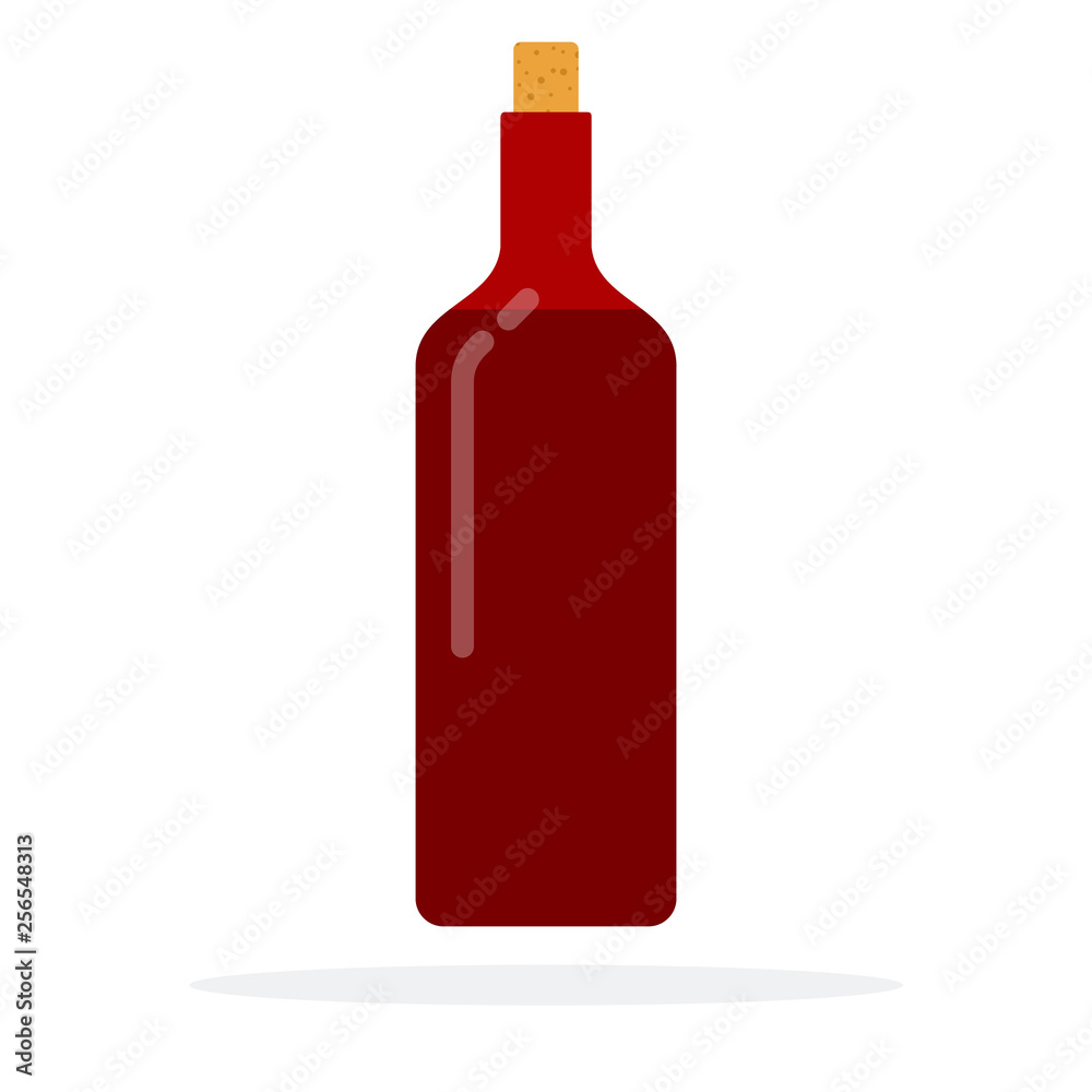 Bottle of red wine with cork-stopper