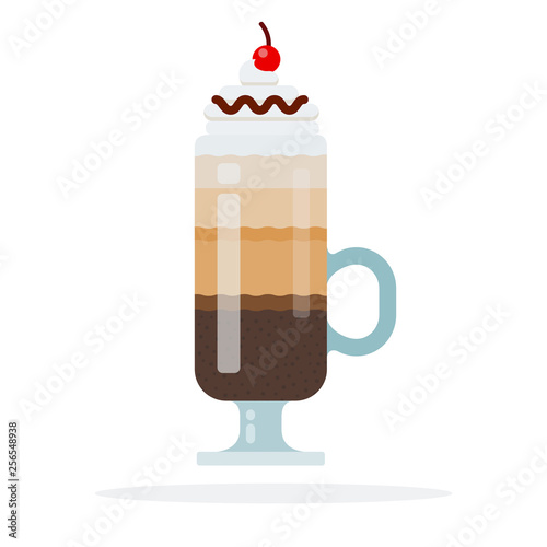 Irish coffee with cherry vector flat isolated