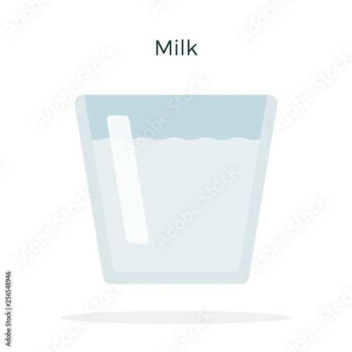 Milk in a glass vector flat isolated